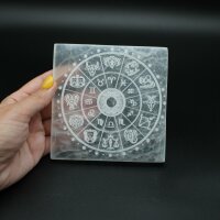 Ladeplatte Selenit viereckig mit Horoskopgravur