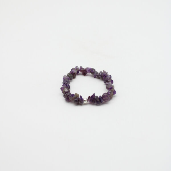 Armband Amethyst Splitter mit silberfarbenen Kugel