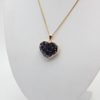 Anhänger Amethyst Druse Herz, Gold galv., Größe 3